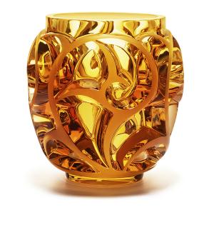 Tourbillons vase in amber crystal amber - Lalique